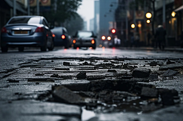 pothole on uk road